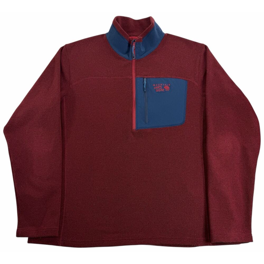 Mountain Hardwear Sweatshirt Men's XL 1/4 Red Outdoor Hiking Fleece Pullover